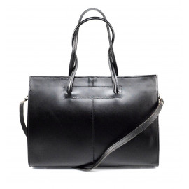 Prostorná stylová černá kožená kabelka přes rameno Business