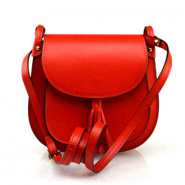 Větší luxusní sytě červená kožená crossbody kabelka Bella