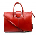 Prostorná jedinečná tmavě červená kožená kabelka do ruky Business Two