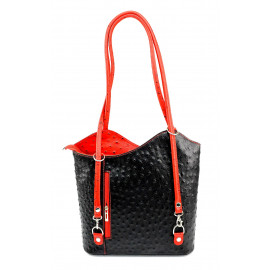 Stylová designová černá s červenou kožená kabelka přes rameno Royal
