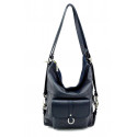 Praktická moderní tmavě modrá kožená kabelka a batoh 2v1 Karin Two