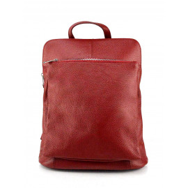 Praktická sytě červená kožená kabelka a batoh 2v1 Aveline