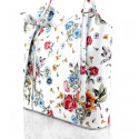 Stylová designová sněhově bílá kožená kabelka přes rameno Royal Flower