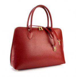 Větší atraktivní tmavě červená kožená kabelka do ruky Agi