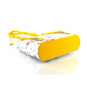 Stylová designová bílá se žlutou kožená kabelka přes rameno Royal Flower