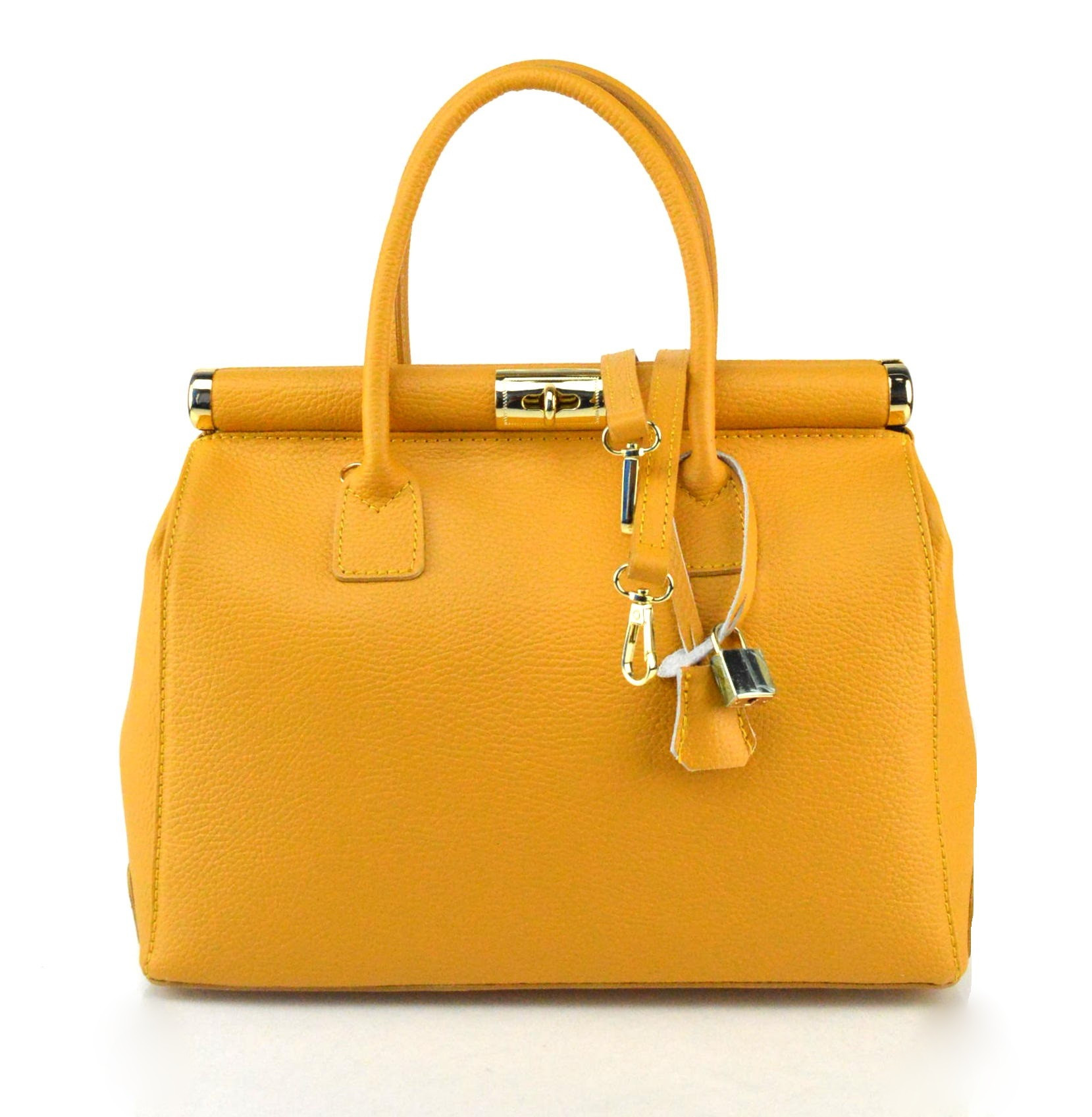 Stylová luxusní hořčicově žlutá kožená kabelka do ruky Aliste