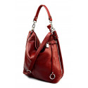 Větší luxusní tmavě červená kožená kabelka přes rameno Denice