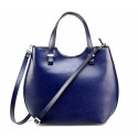 Velká luxusní tmavě modrá kožená kabelka přes rameno Catherine