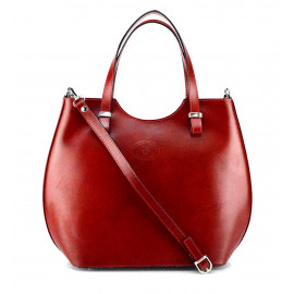Velká luxusní tmavě červená kožená kabelka přes rameno Catherine