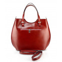 Velká luxusní tmavě červená kožená kabelka přes rameno Catherine
