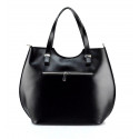 Velká luxusní černá kožená kabelka přes rameno Catherine