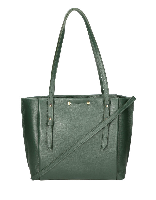 Módní designová tmavě zelená kožená kabelka přes rameno Lissa