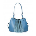 Menší stylová tmavě modrá kožená kabelka do ruky Amelia