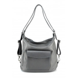 Prostorná moderní tmavě šedá kožená kabelka a batoh 2v1 Karin 2v1