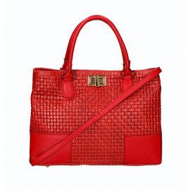 Stylová designová tmavě červená kožená kabelka do ruky Madeleine Design