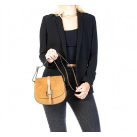 Menší stylová hnědá camel kožená crossbody kabelka Jordane