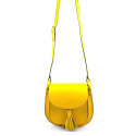 Větší luxusní sytě žlutá kožená crossbody kabelka Bella