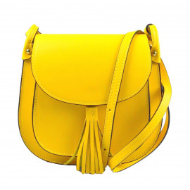 Větší luxusní sytě žlutá kožená crossbody kabelka Bella