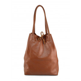 Velká moderní hnědá  kožená shopper kabelka přes rameno Melani Two Winter