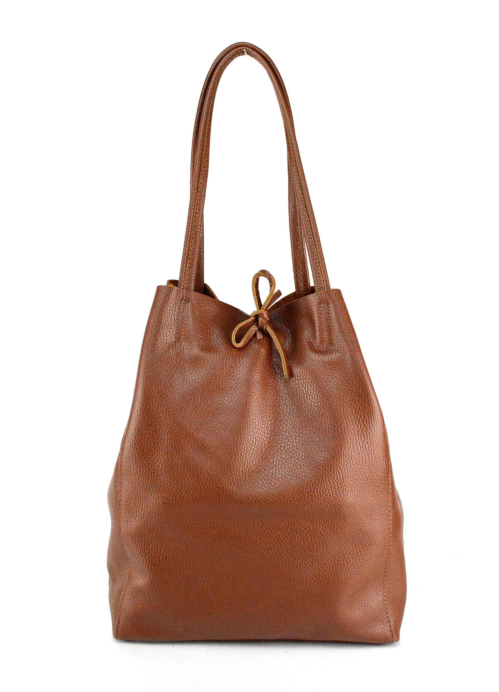 Kožená hnědá camel shopper taška na rameno Melani Two