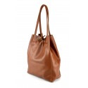 Kožená hnědá camel shopper taška na rameno Melani Two