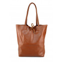 Kožená hnědá camel shopper taška na rameno Melani Two