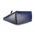 Velká praktická tmavě modrá kožená kabelka přes rameno Havelan