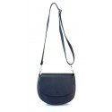 Větší praktická tmavě modrá kožená crossbody kabelka Lexie