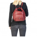 Praktická moderní sytě červená kožená kabelka a batoh 2v1 Karin Two