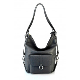 Praktická moderní tmavě šedá kožená kabelka a batoh 2v1 Karin Two