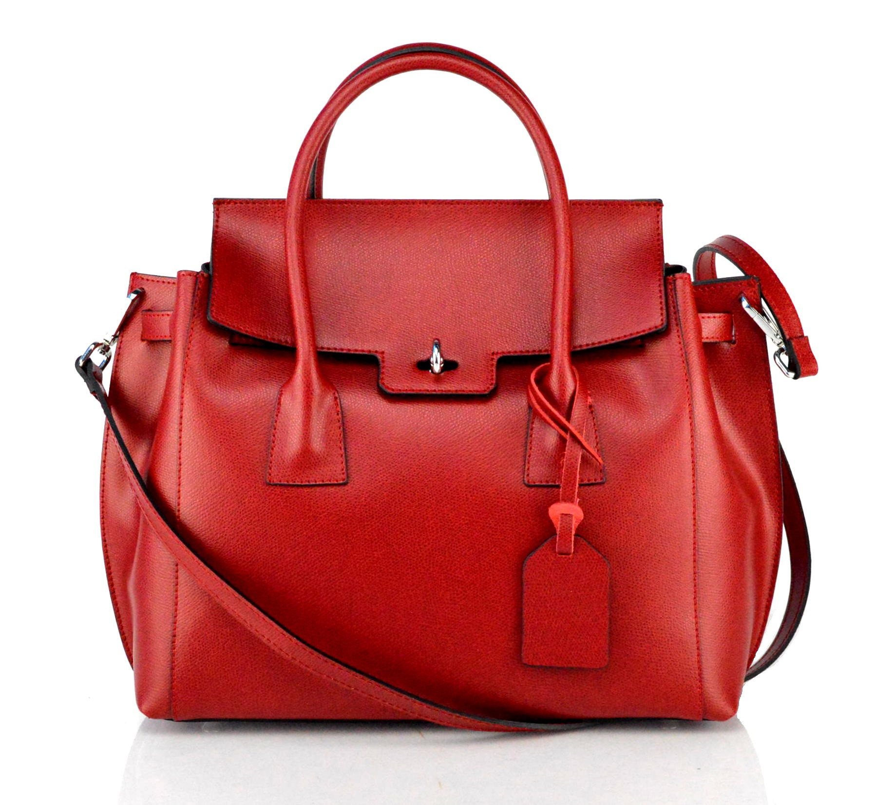 Luxusní jedinečná tmavě červená kožená kabelka do ruky Liana