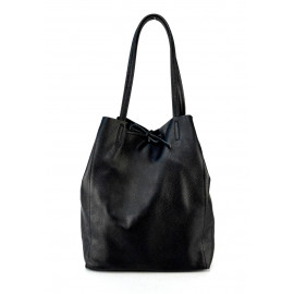 Velká moderní černá kožená shopper kabelka přes rameno Melani Two Winter