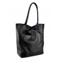 Velká moderní černá kožená shopper kabelka přes rameno Melani Two Winter