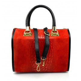 Větší atraktivní tmavě červená kožená kabelka do ruky Christele