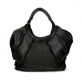 Jedinečná designová černá kožená kabelka přes rameno Selena