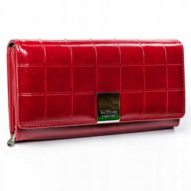Damská velká luxusní tmavě červená kožená peněženka Cecile