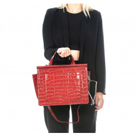 Luxusní nadčasová tmavě červená kožená kabelka do ruky Zita