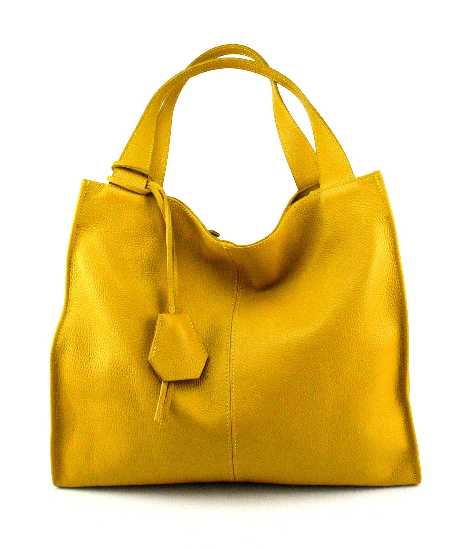Větší moderní sytě žlutá kožená kabelka přes rameno Darci Little
