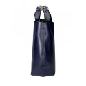 Velká stylová tmavě modrá kožená kabelka do ruky Sandi