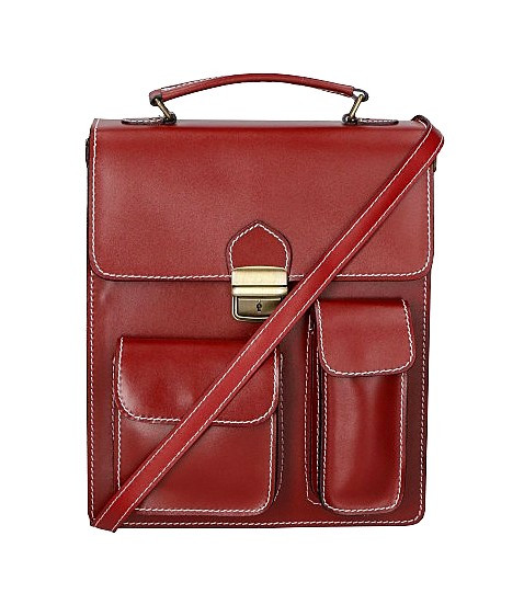 Pánská menší stylová tmavě červená kožená taška Alex