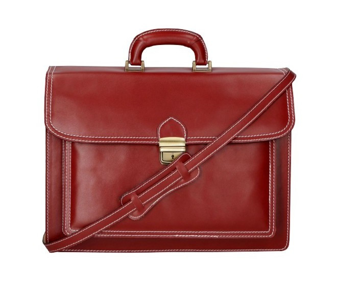 Pánská velká praktická tmavě červená kožená taška Elvin