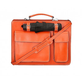 Pánská velká stylová světle oranžová kožená taška George
