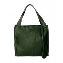 Větší moderní tmavě zelená kožená kabelka přes rameno Darci Little