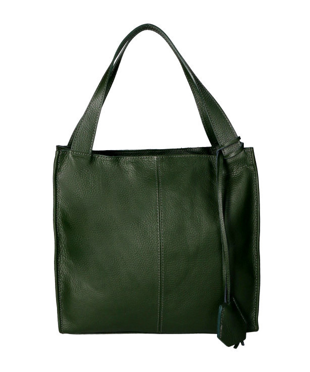 Větší moderní tmavě zelená kožená kabelka přes rameno Darci Little