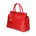 Stylová luxusní sytě červená kožená kabelka do ruky Aliste