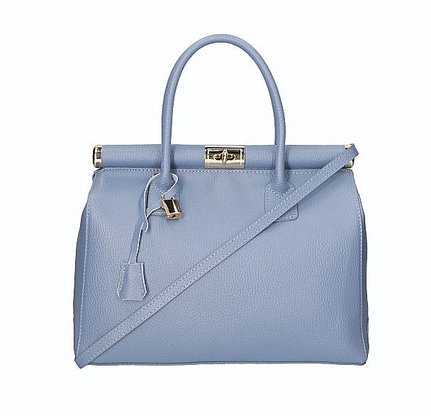 Stylová luxusní světle modrá kožená kabelka do ruky Aliste