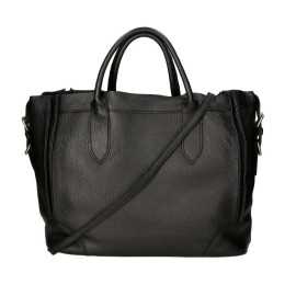 Velká luxusní černá kožená kabelka do ruky Neli Two