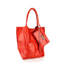 Kožená červená bordó shopper taška na rameno melani