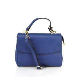 Menší luxusní sytě modrá kožená kabelka do ruky Joane