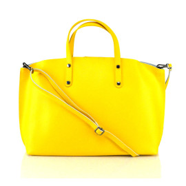 Velká moderní sytě žlutá kožená kabelka přes rameno Tanie 2v1